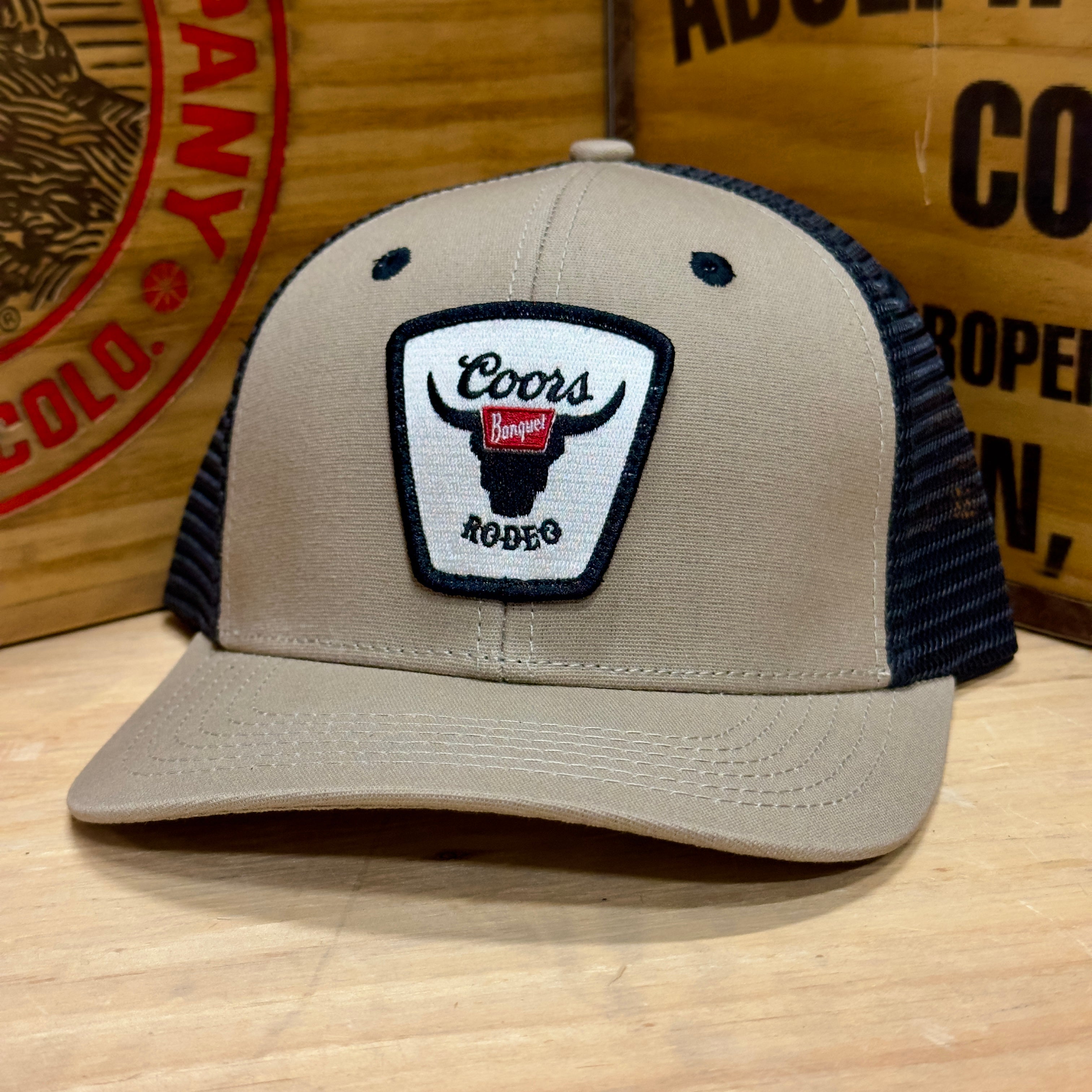 Coors Banquet Rodeo Mid Profile Six Panel Mesh Hat - Gravel/Beige